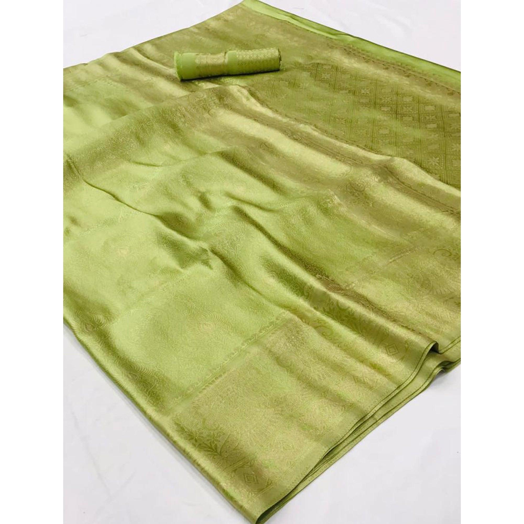 Green Festive Wear Woven Two Tone Satin Silk Saree - Peachmode