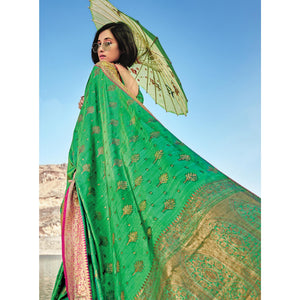 Green Festive Wear Zari Woven Banarasi Silk Saree - Peachmode