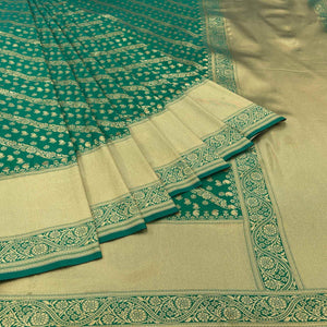 Green Floral Zari Woven Art Silk Saree - Peachmode