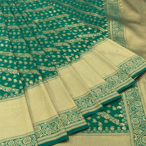Green Floral Zari Woven Art Silk Saree - Peachmode
