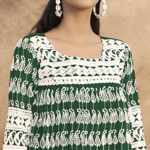 Green Lucknowi Georgette Top - Peachmode