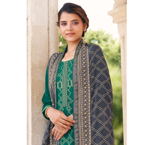 Green Partywear Embroidered Georgette Partywear Suit - Peachmode