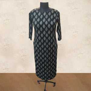Green Printed Rayon Kurti - Peachmode