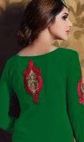 Green - Red Georgette Salwar Suit - Peachmode