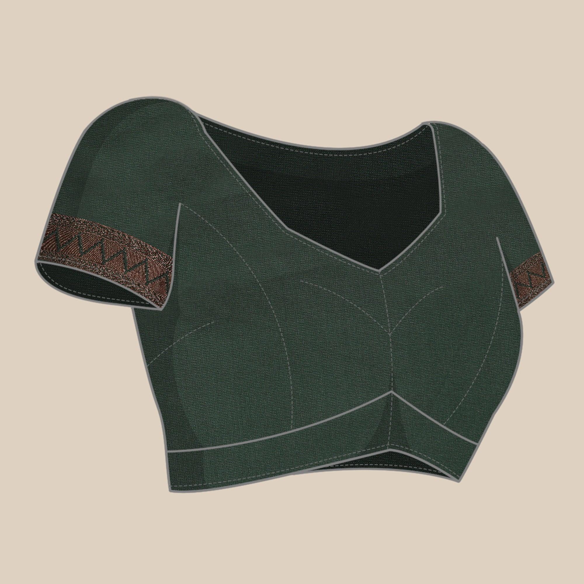 Green Woven Kanjivaram Silk Saree With Tassels - Peachmode