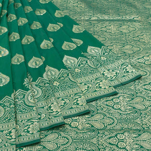 Green Zari Woven Art Silk Saree - Peachmode