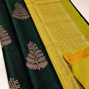 Green Zari Woven Art Silk Saree - Peachmode