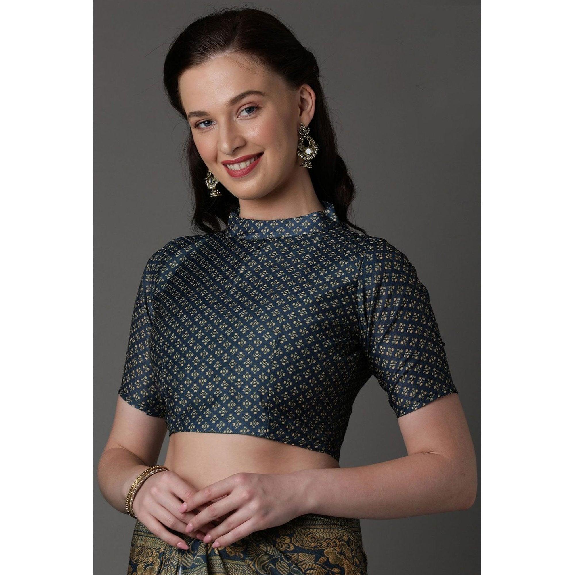 Grey Casual Cotton Silk Printed Saree With Unstitched Blouse - Peachmode