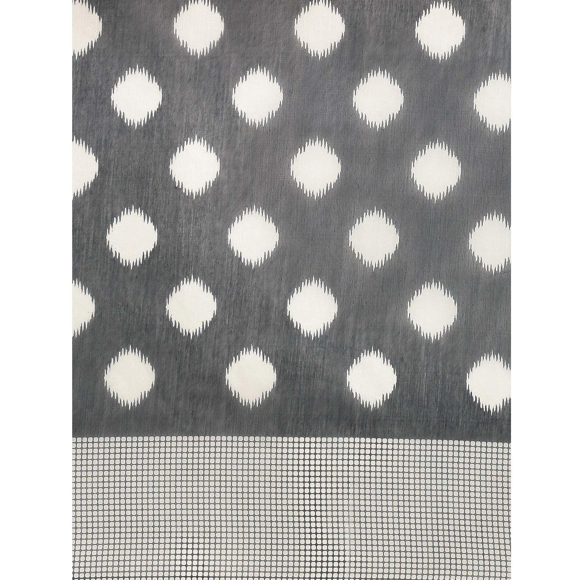 Grey Casual Wear Printed Cotton Blend Saree With Tassels - Peachmode