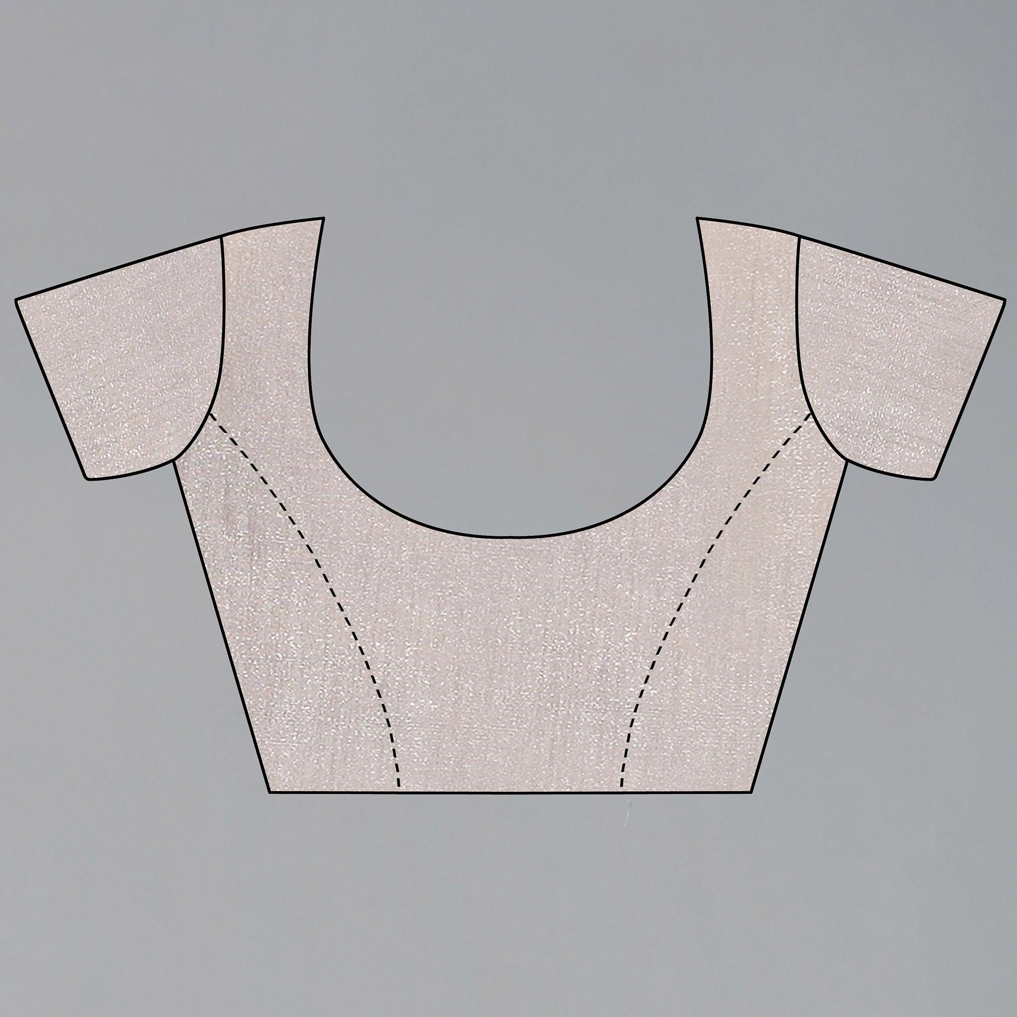 Grey Hand Printed Organza Saree - Peachmode