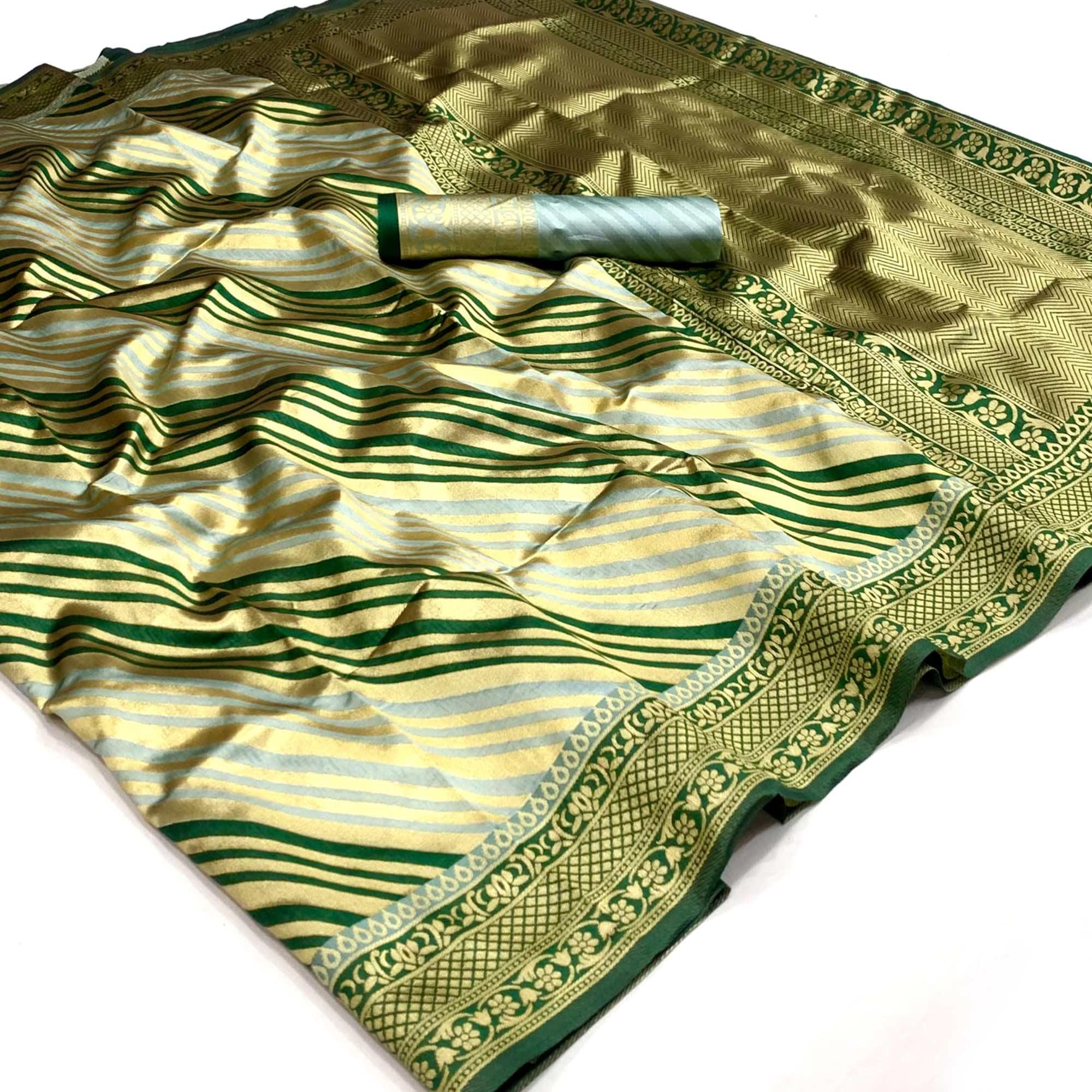 Grey Woven Silk Saree - Peachmode