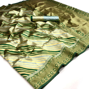 Grey Woven Silk Saree - Peachmode