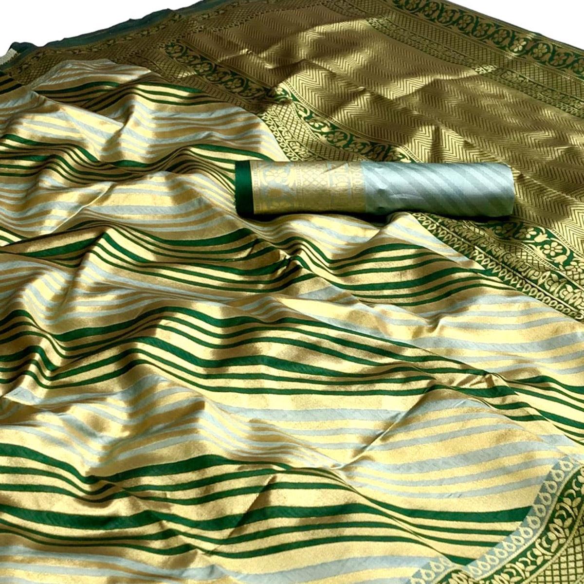 Grey Woven Silk Saree - Peachmode