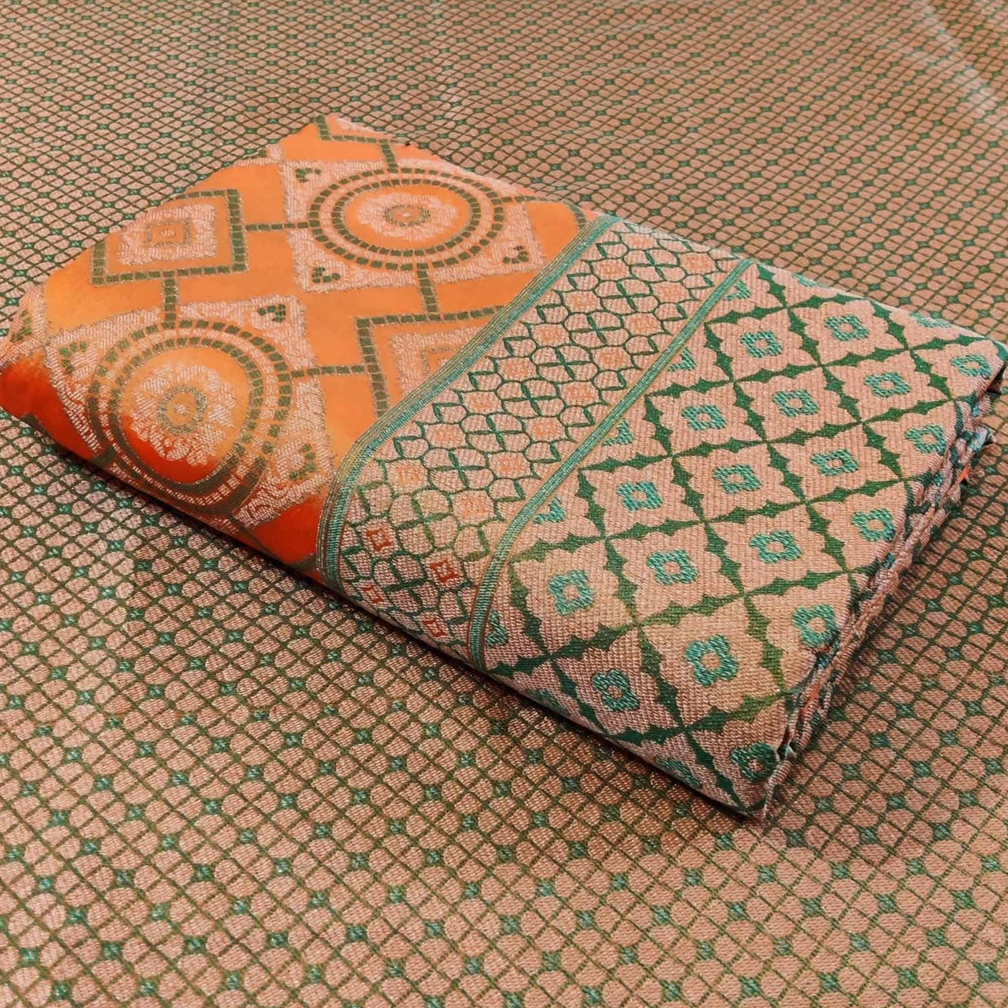 Groovy Mango Orange Colored Festive Wear Woven Patola Silk Saree - Peachmode