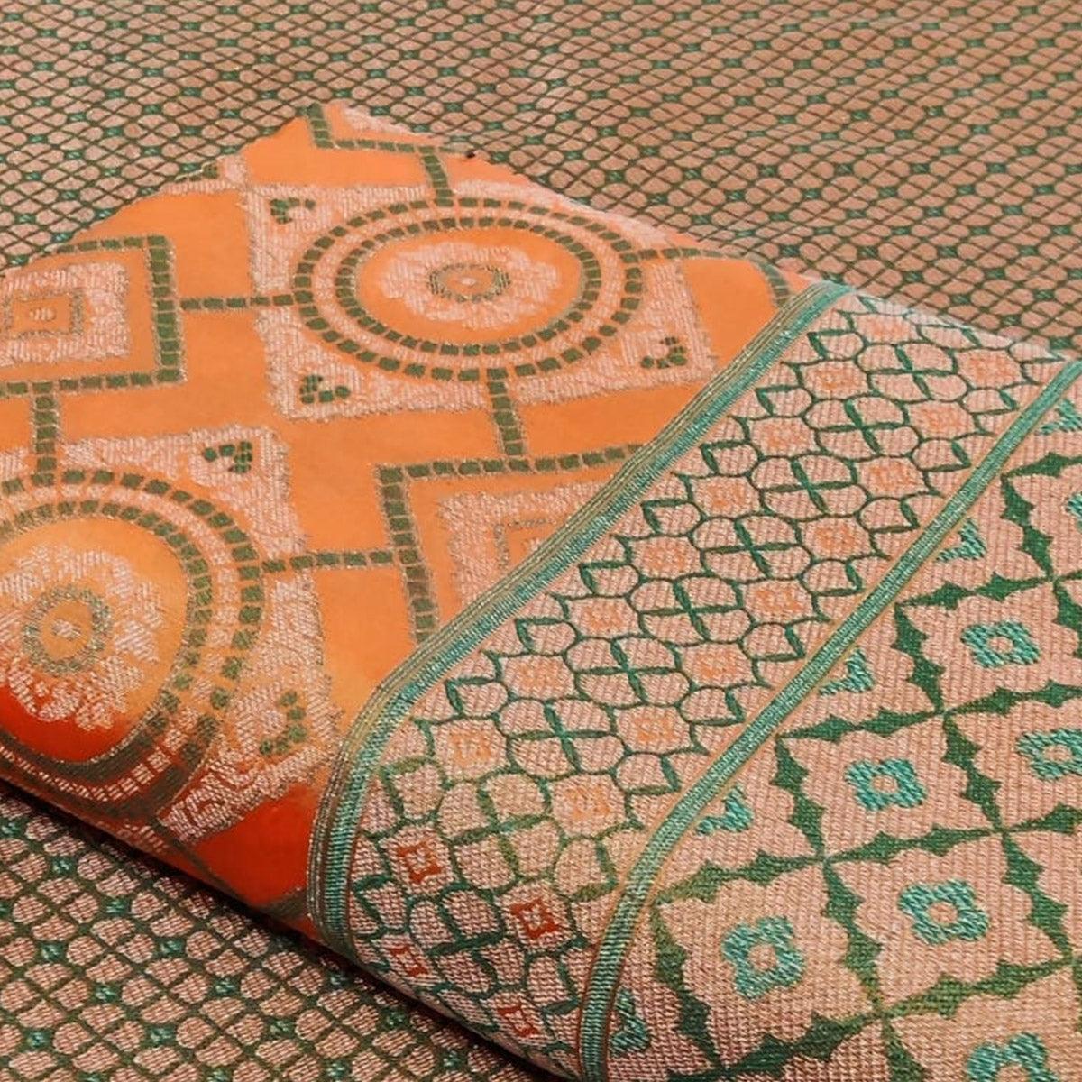 Groovy Mango Orange Colored Festive Wear Woven Patola Silk Saree - Peachmode