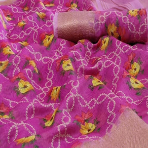 Groovy Pink Colored Festive Wear Woven Banarasi Silk Saree - Peachmode