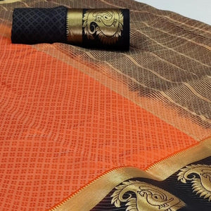 Hypnotic Peach Coloured Festive Wear Woven Art Silk Saree - Peachmode