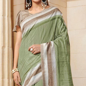 Ideal Green Colored Casual Wear Printed Bhagalpuri Silk Saree - Peachmode