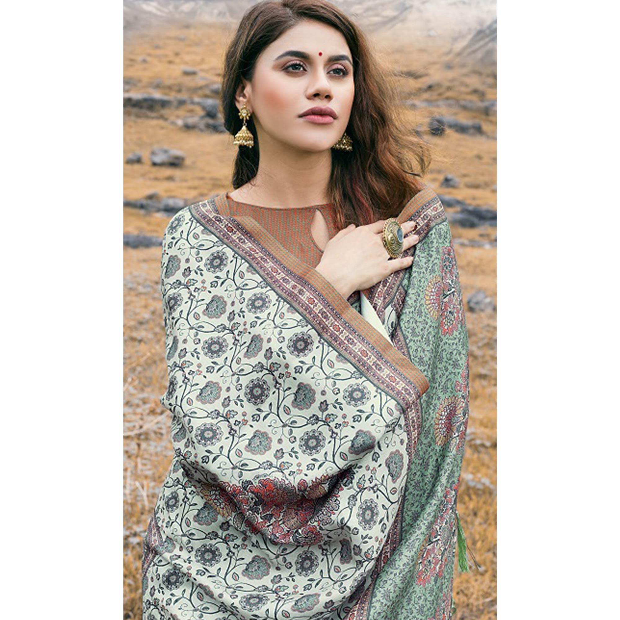 Ideal Green Colored Festive Wear Printed Art Silk Saree - Peachmode