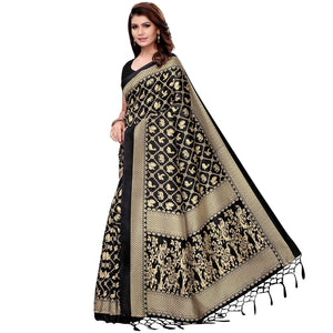 Imposing Black Colored Festive Wear Art Silk Saree - Peachmode