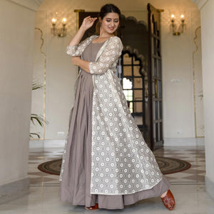 Imposing Grey Colored Casual Designer Digital Printed Maslin Kurti - Peachmode