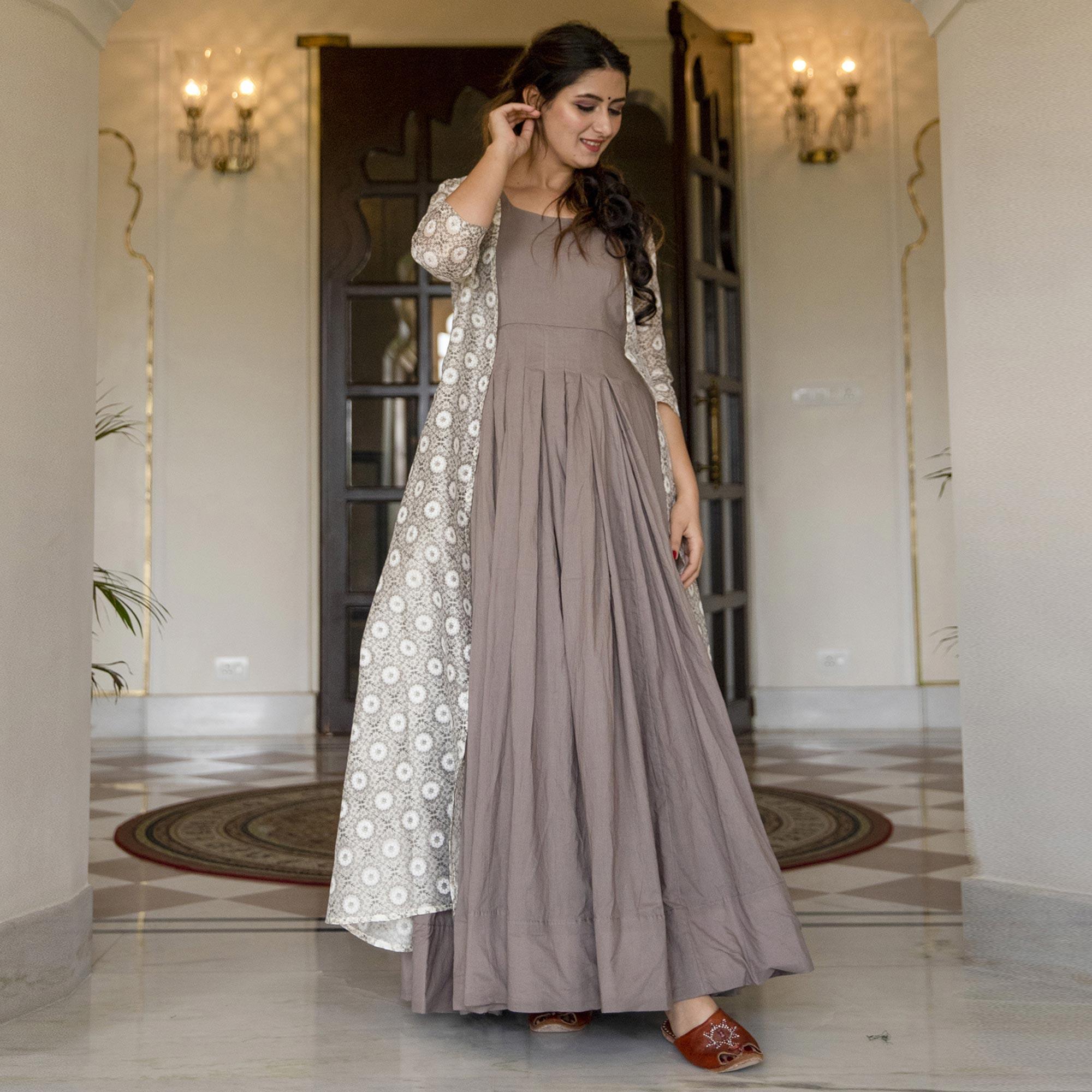 Imposing Grey Colored Casual Designer Digital Printed Maslin Kurti - Peachmode