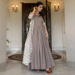 Imposing Grey Colored Casual Designer Digital Printed Maslin Kurti - Peachmode