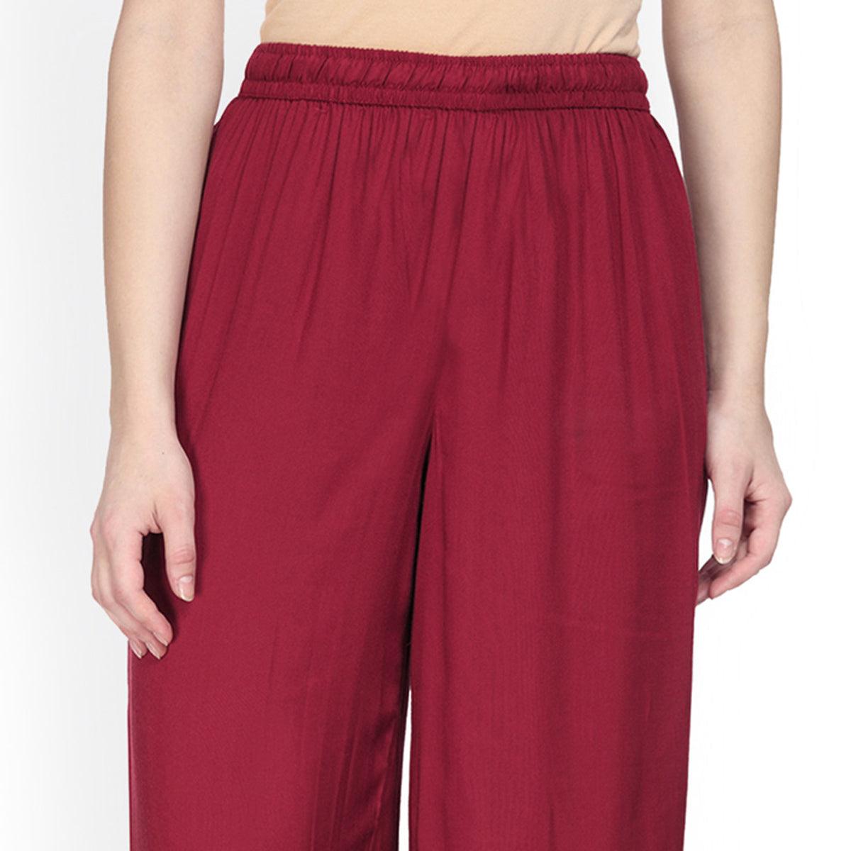 Imposing Maroon Colored Casual Wear Rayon Palazzo - Peachmode