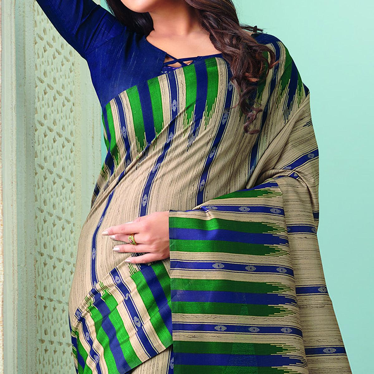 Impressive Brown Colored Casual Wear Printed Bhagalpuri Saree - Peachmode