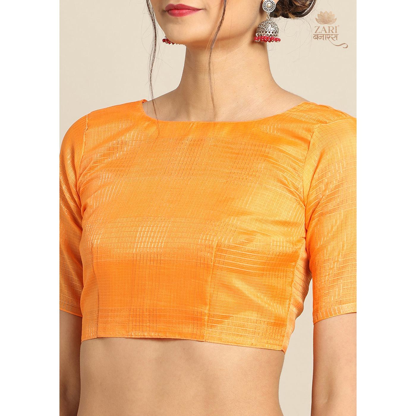 Innovative Peach Colored Casual Wear Floral Printed Linen Saree - Peachmode