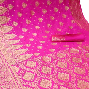Innovative Pink Colored Festive Wear Woven Banarasi Silk Saree - Peachmode