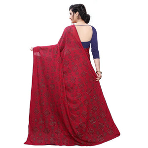 Innovative Red Colored Casual Wear Printed Art Silk Saree - Peachmode