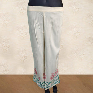 Intricate Aqua Blue Colored Partywear Handwork Cotton Kurti-Palazzo Set With Dupatta - Peachmode