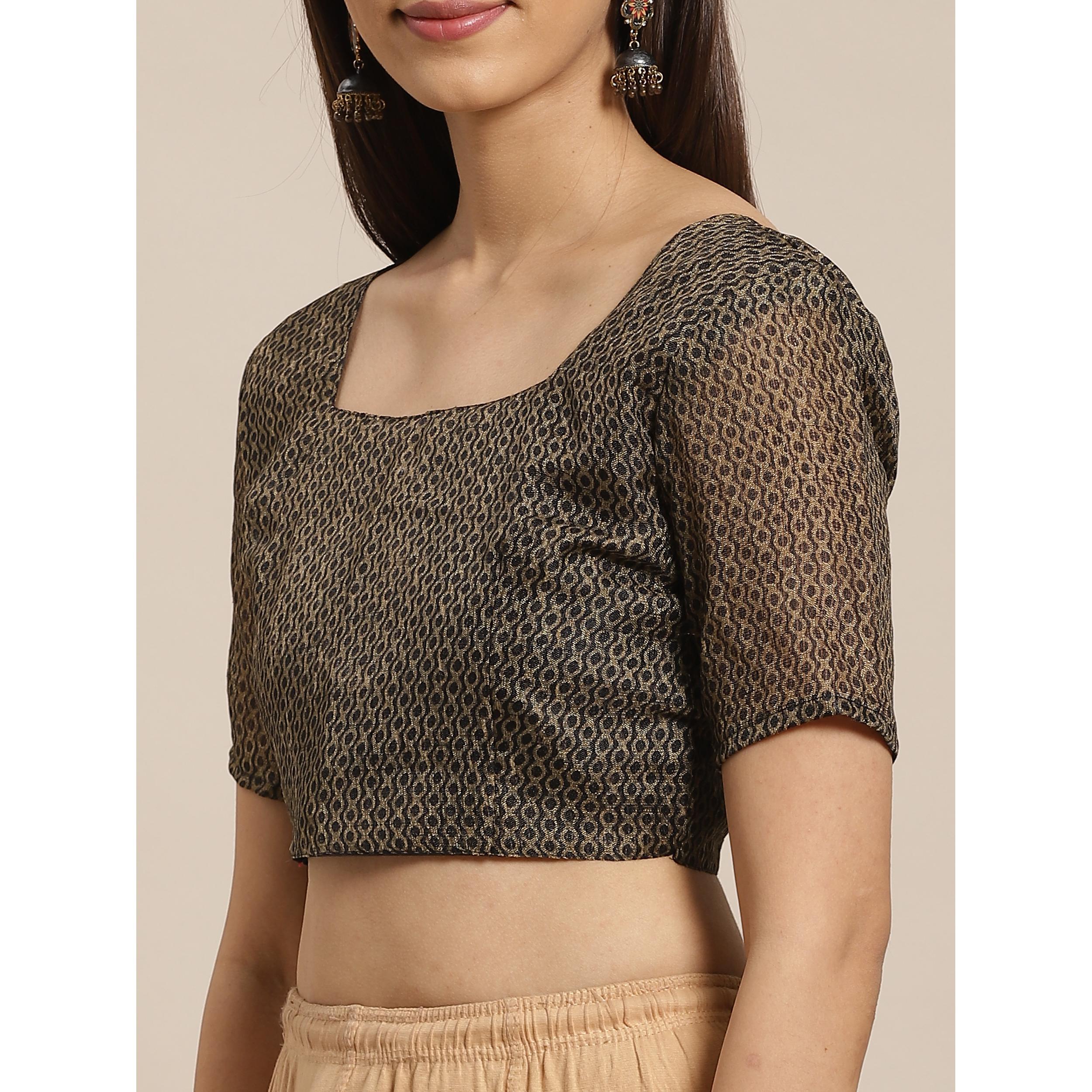 Intricate Grey - Black Colored Casual Wear Printed Silk blend Saree - Peachmode