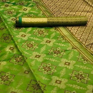 Jazzy Olive Green Colored Festive Wear Woven Silk Saree - Peachmode
