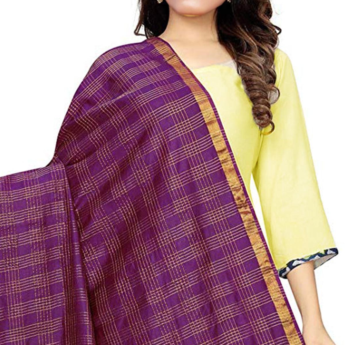 Jazzy Purple Colored Festive Wear Cotton Silk Dupatta - Peachmode