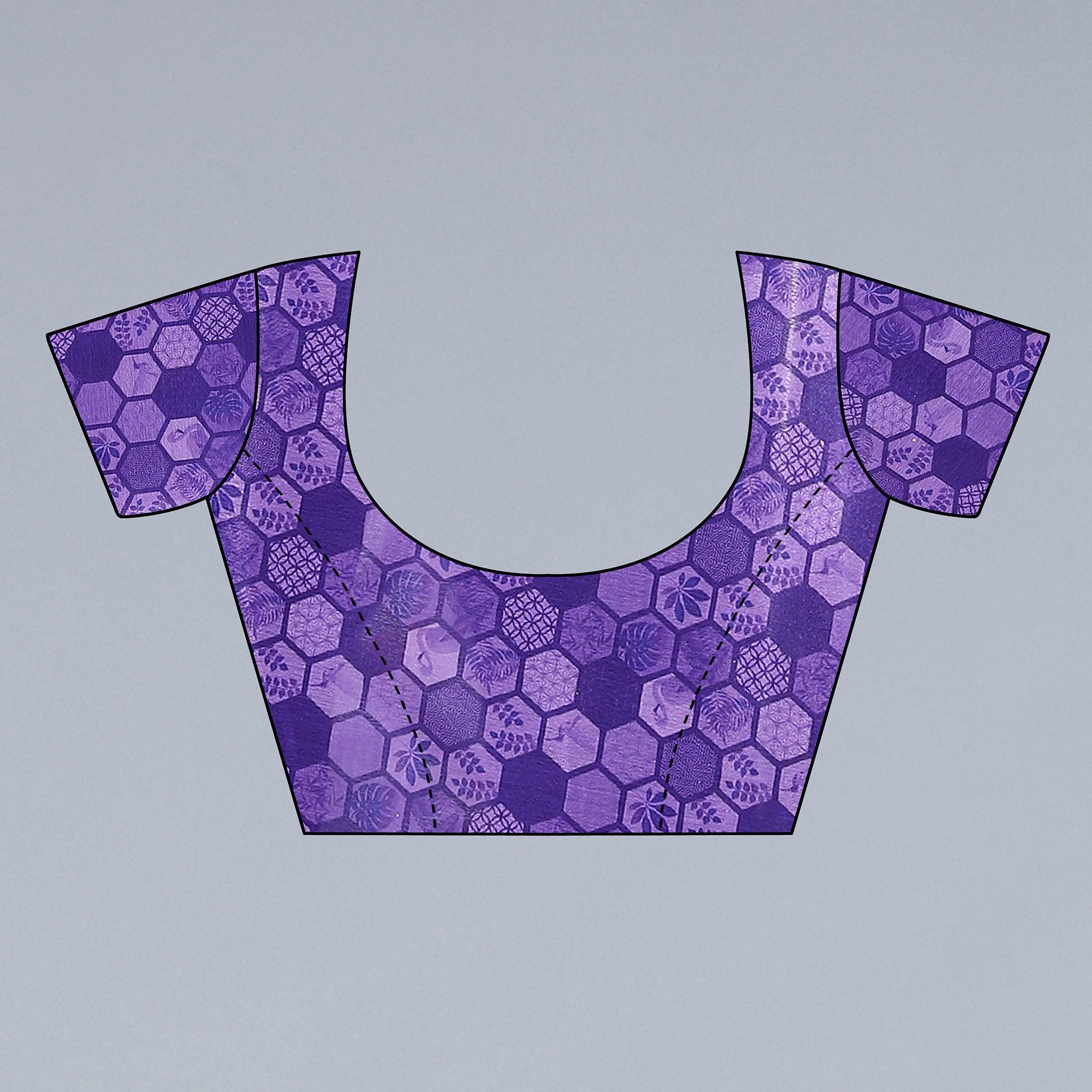 Light Blue Floral Printed Chiffon Half and Half Saree - Peachmode