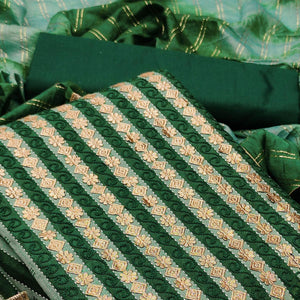 Light Green Casual Wear Embroidery With Hand Work Pure Cotton Dress Material - Peachmode