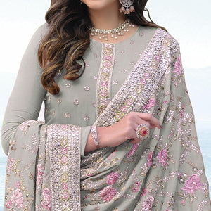 Light Green Embroidered With Embellished Georgette Salwar Suit - Peachmode
