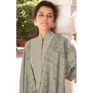 Light Grey Casual Wear Embroidered Pure Modal Viscose Palazzo Suit - Peachmode