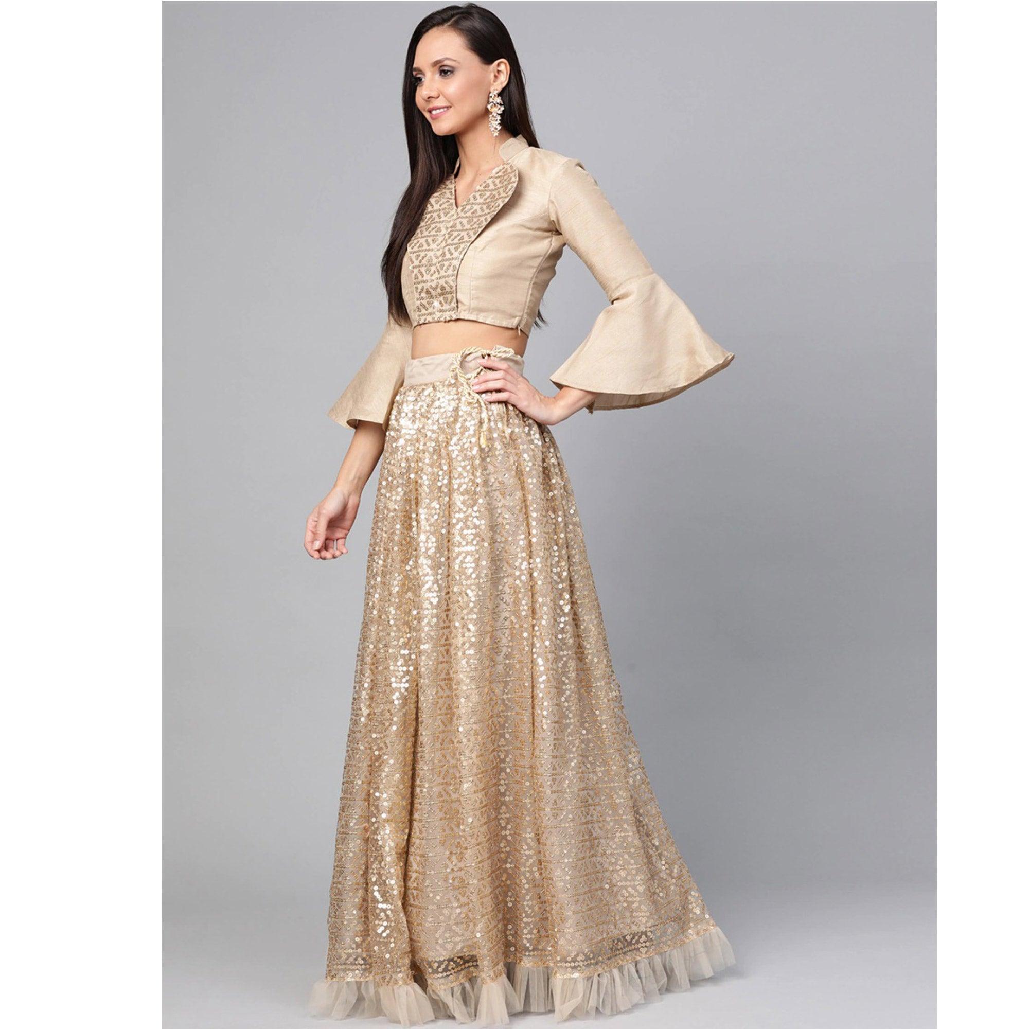 Light Grey Designer Wedding Wear Thread Zari Work Soft Net Lehenga Choli - Peachmode