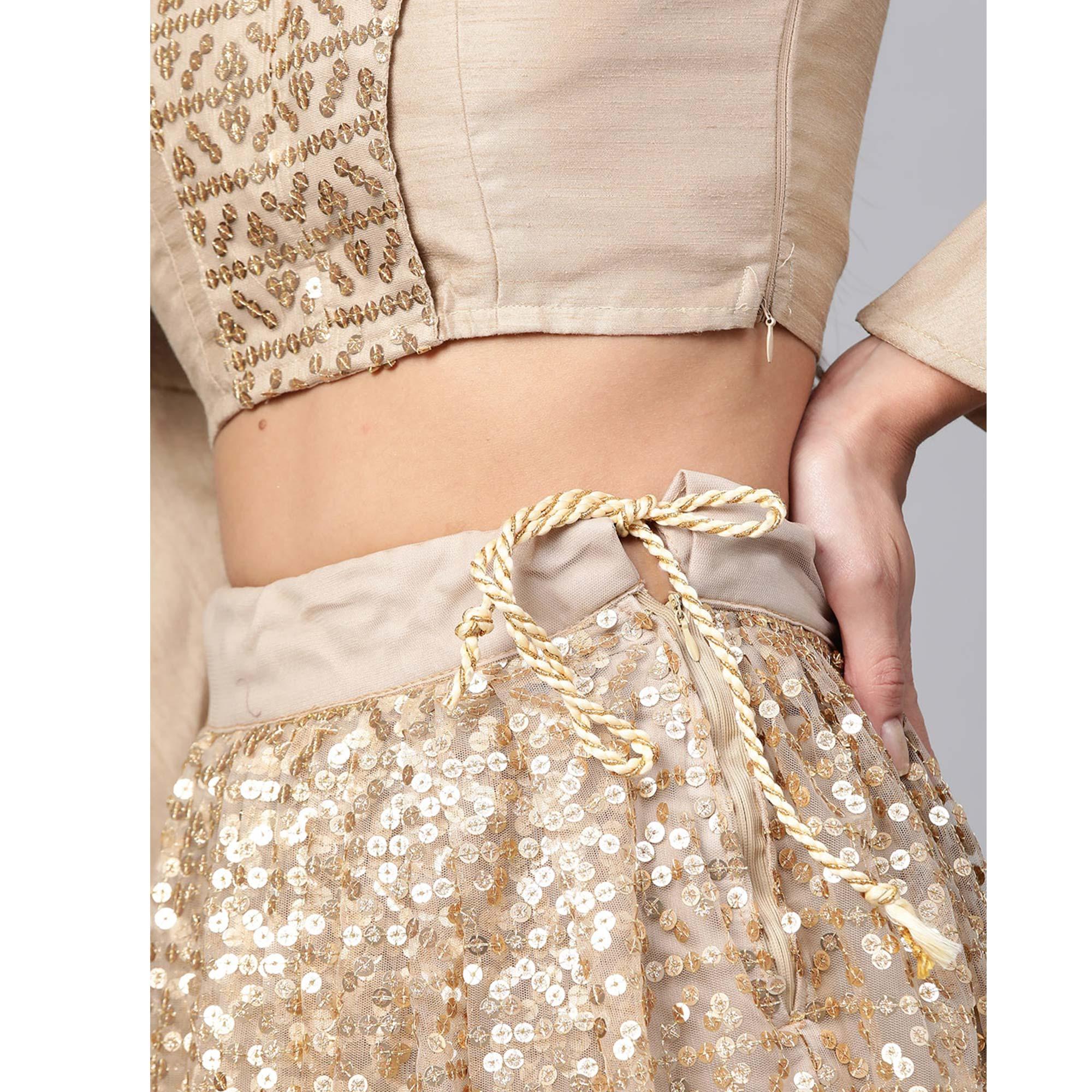 Light Grey Designer Wedding Wear Thread Zari Work Soft Net Lehenga Choli - Peachmode