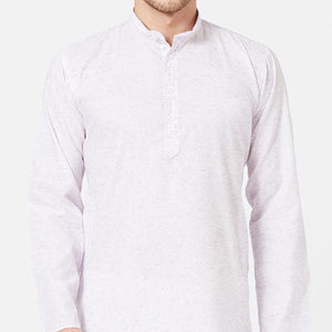 Light Lavender Colored Festive Wear Cotton Kurta - Peachmode