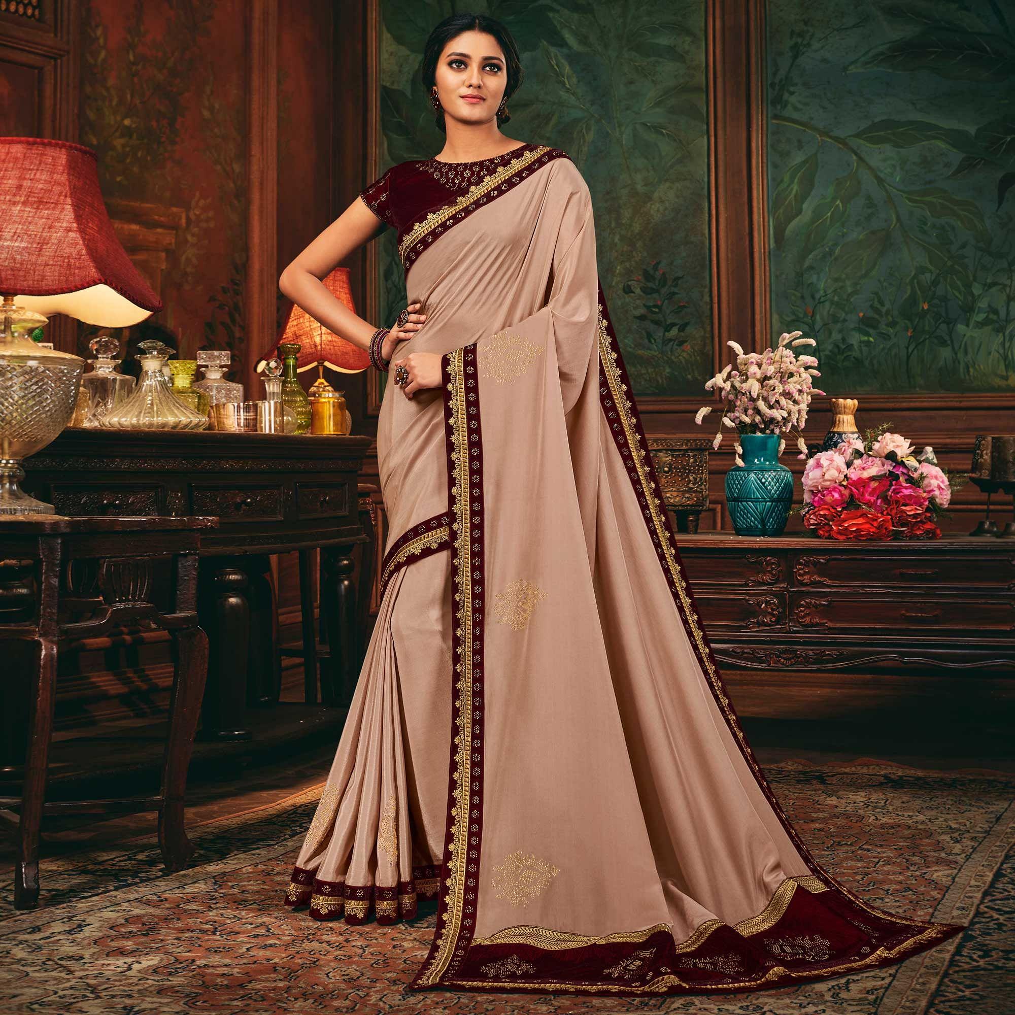 Light Mauve Festive Wear Woven Silk Saree - Peachmode