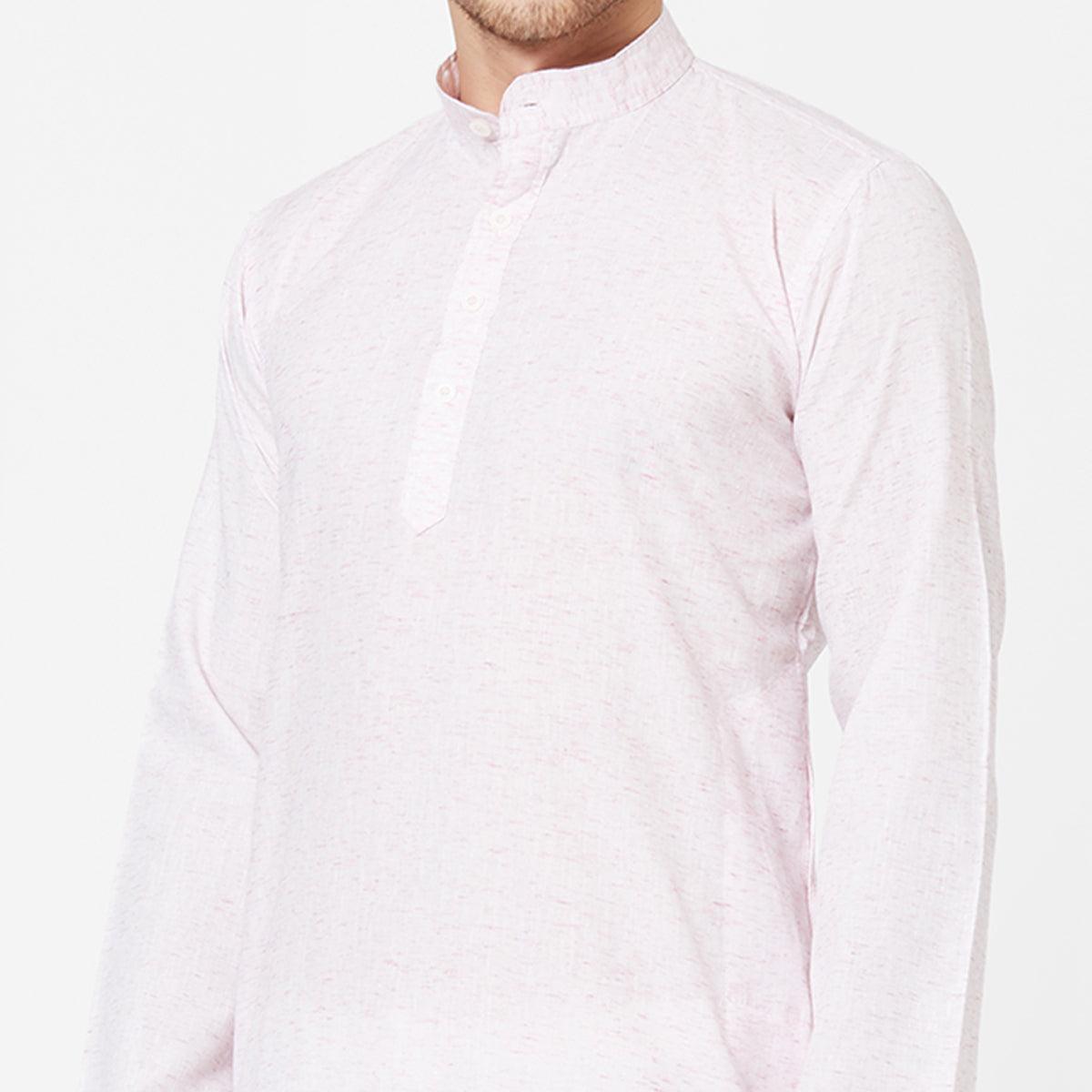 Light Pink Cotton Kurta - Peachmode