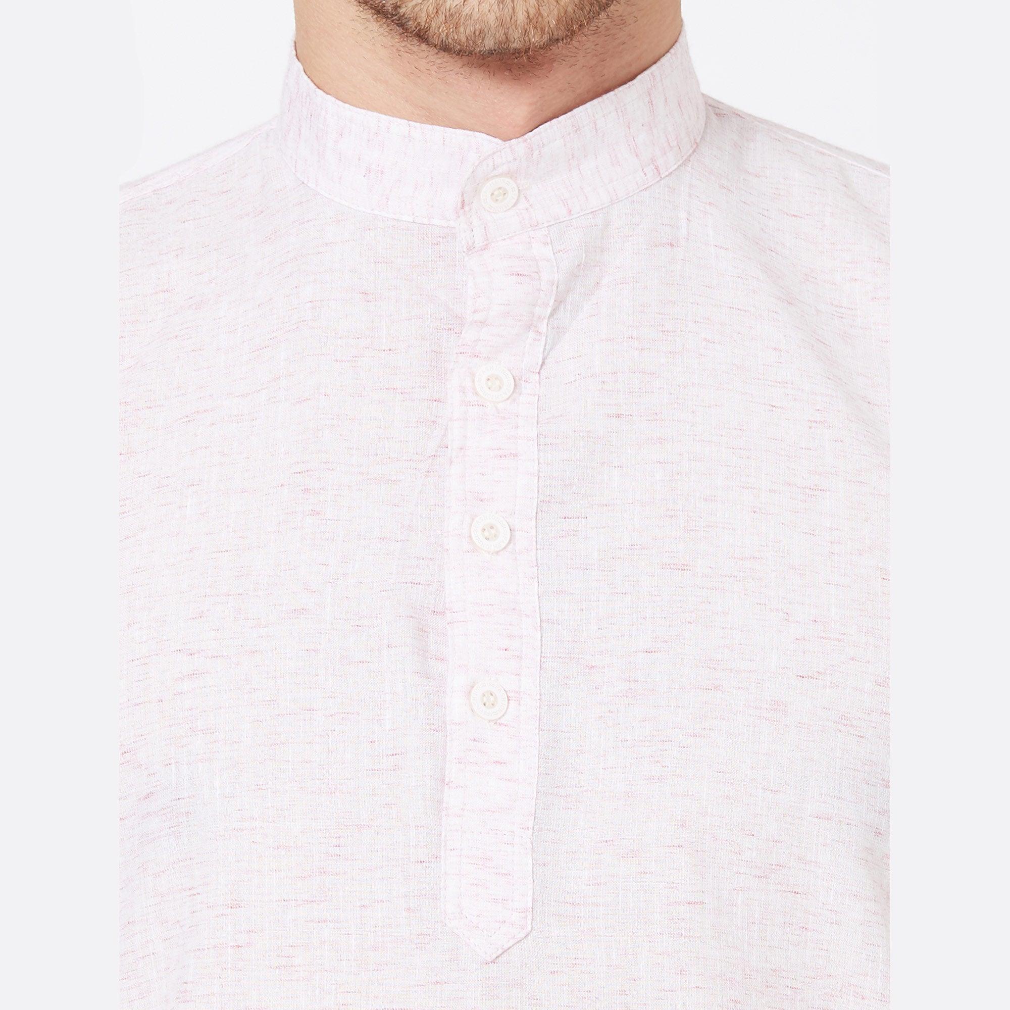 Light Pink Cotton Kurta - Peachmode