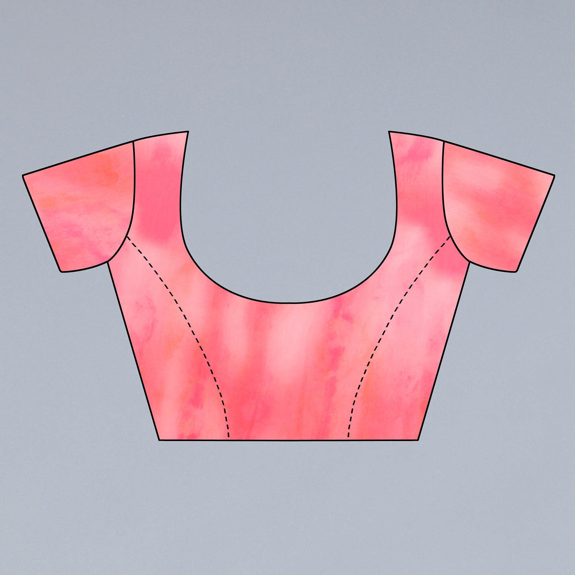 Light Pink Digital Printed Dola Silk Saree - Peachmode