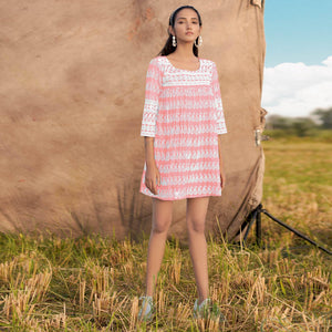 Light Pink Lucknowi Georgette Top - Peachmode