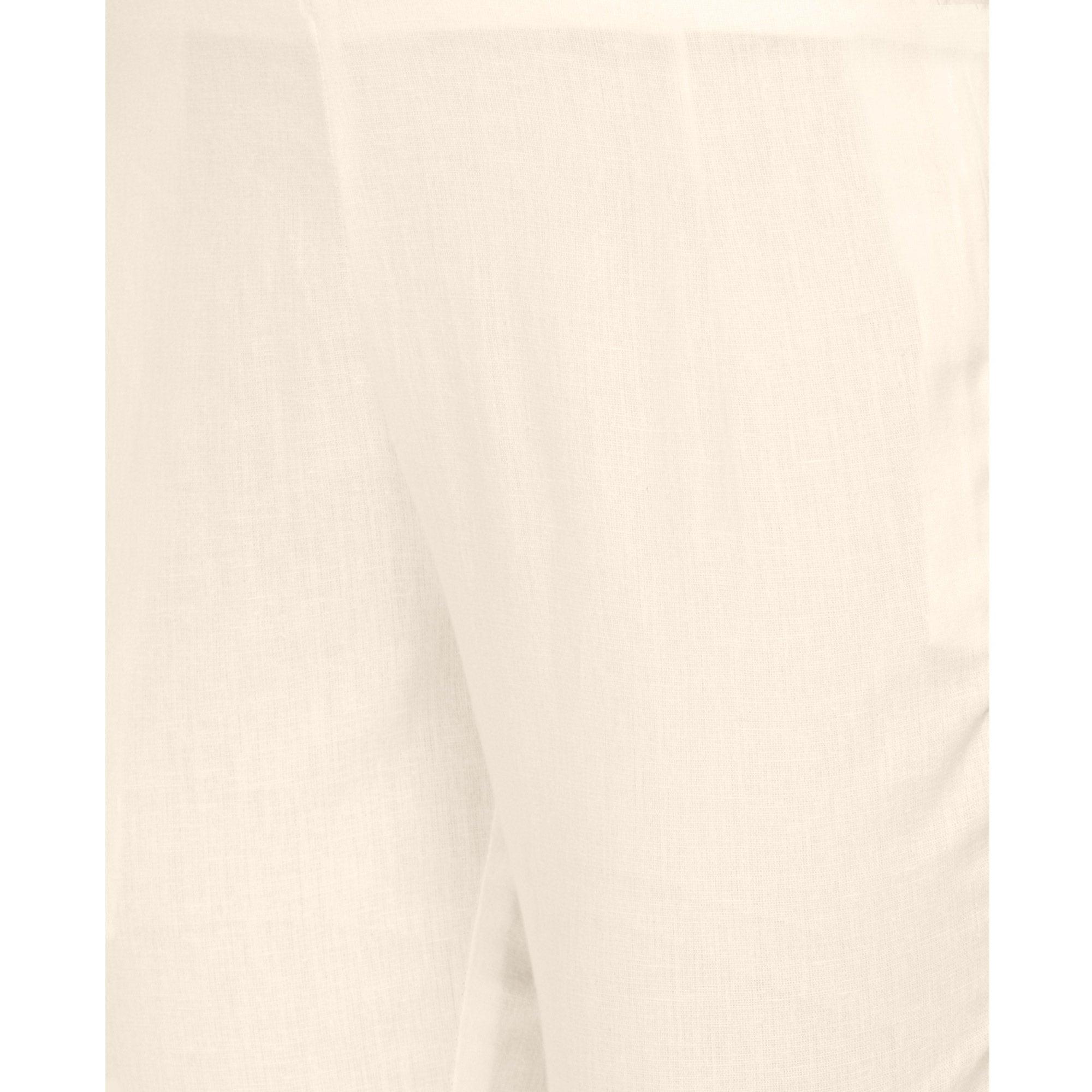 Lovely Cream Colored Casual Wear Cotton Pant - Peachmode