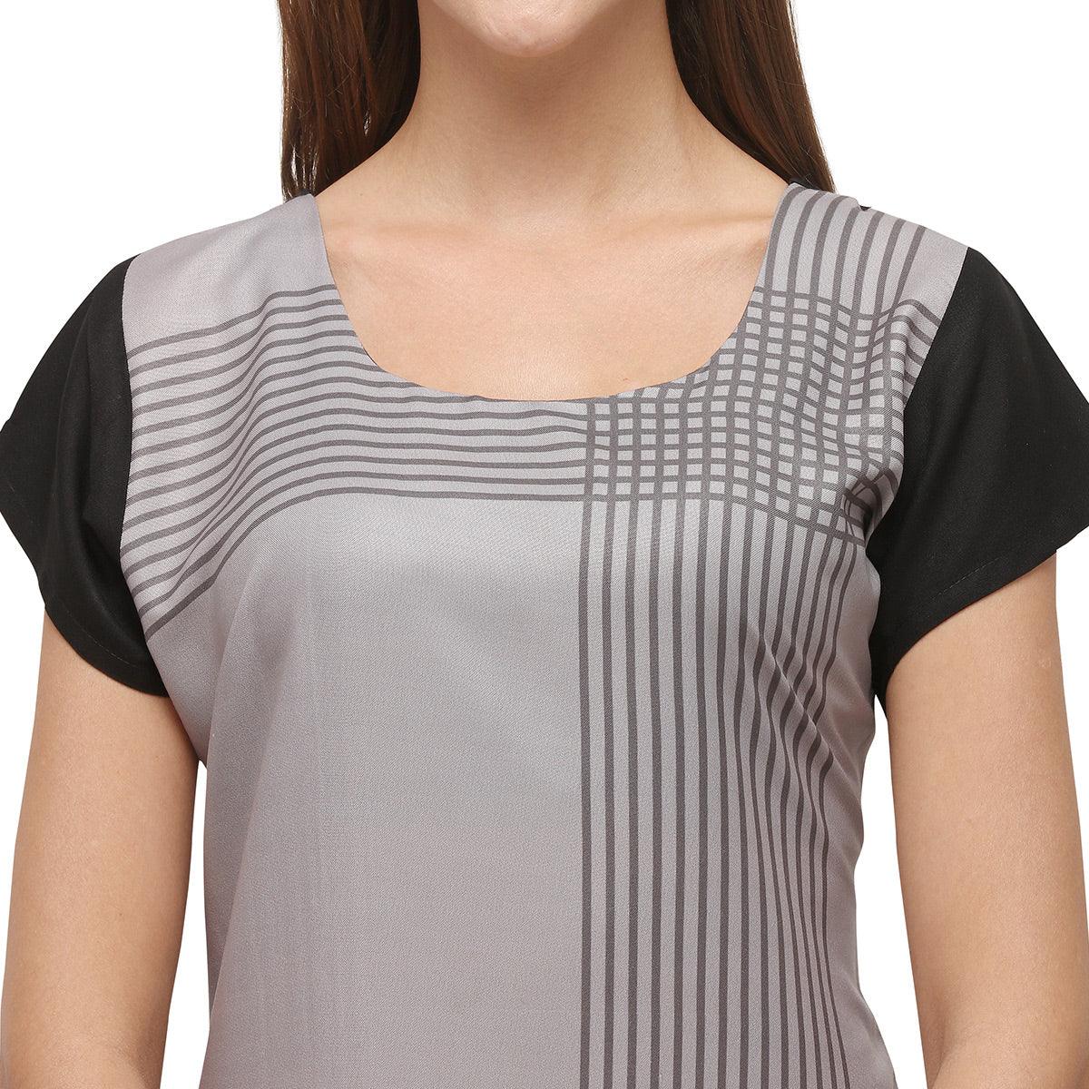 Lovely Grey Coloured Digital Printed Casual Wear Kurti - Peachmode